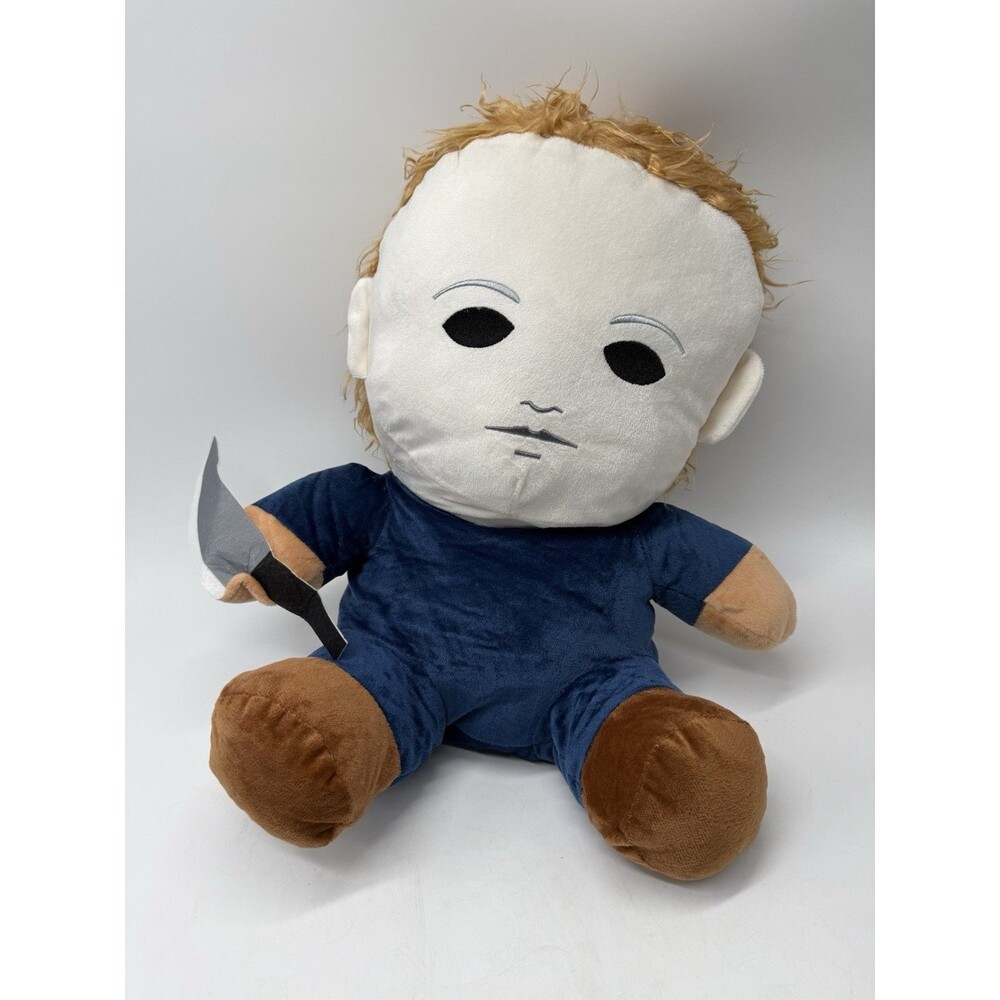 Michael Myers Halloween Pillow & Soft Brown Throw Blanket Stuffed 14" Plush